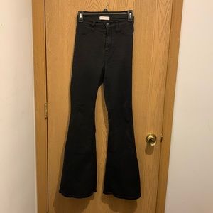 Black stretchy flare high waisted jeans - just a little tighter than I’d like